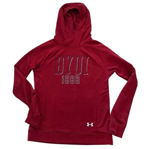 Men's Under Armour Red BYUI Hoodie Size M - Picture 1 of 6